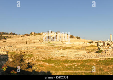 The Mount of Olives in East Jerusalem at Sunset. Stock Photo