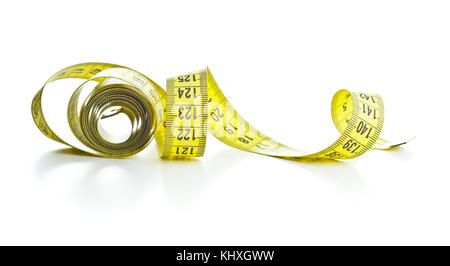 Measuring tape of the tailor isolated on white background. Stock Photo