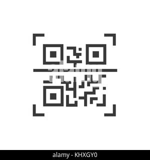 QR code - line design single isolated icon Stock Vector