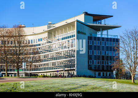 Vaxjo, Sweden - November 13, 2017: Documentary of everyday life and environment. The forestry cooperative Sodra head office building. Stock Photo
