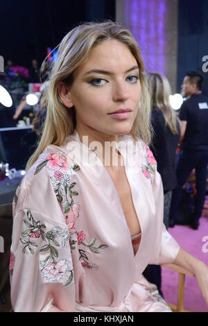 Martha Hunt backstage ahead of the Victoria's Secret Fashion Show at