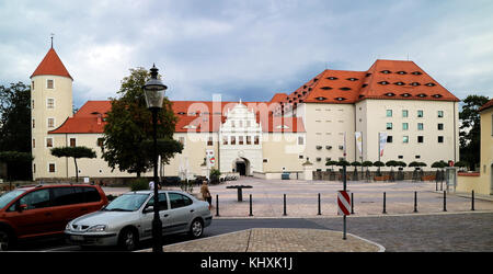 Europe, Germany, Saxony, Freiberg, city; Freiberg was for the Middle Ages most big city of Saxony. She is at the foot of the Metalliferous Mounts, The castle of Freudenstein with the collection of minerals of the École des Mines. Stock Photo