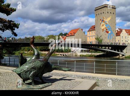 Europe, Poland, Zgorzelec, The Neisse river is the border between Görlitz in Germany and Zqorzelec in Poland. Stock Photo