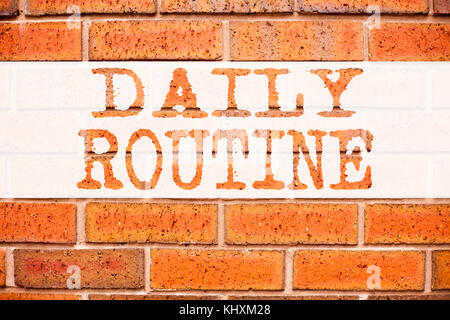 Conceptual announcement text caption inspiration showing Daily Routine. Business concept for Accuracy Procedure written on old brick background with s Stock Photo