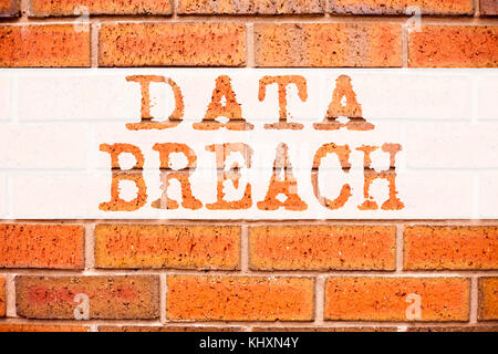 Conceptual announcement text caption inspiration showing Data Breach. Business concept for Tech Internet Network Breaking into Database written on old Stock Photo