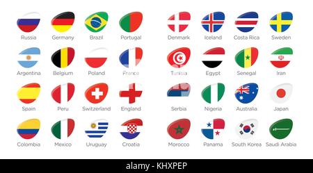 Modern ellipse icon symbols of participating countries to the soccer tournament in russia Stock Vector