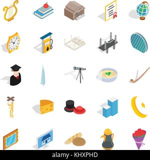 Self development icons set, isometric style Stock Vector