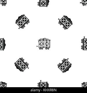 Cart on wheels with gold pattern seamless black Stock Vector