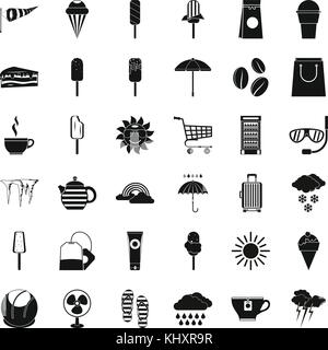 Teabag icons set, simple style Stock Vector