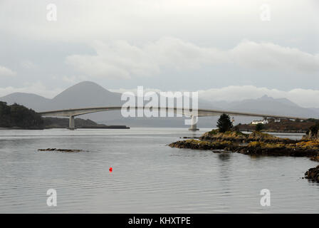 The Skye suspension bridge connecting Kyle of Lochalsh on the Scottish mainland to the Isle of Skye in Scotland Stock Photo