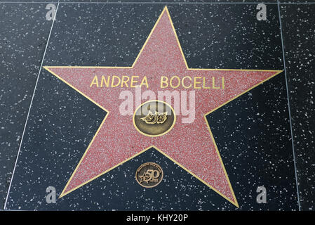 HOLLYWOOD, CA - DECEMBER 06: Andrea Bocelli star on the Hollywood Walk of Fame in Hollywood, California on Dec. 6, 2016. Stock Photo