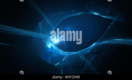 Blue glowing new technologies, 8k, computer generated abstract background, 3D rendering Stock Photo