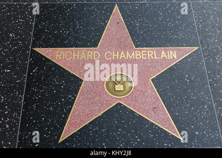 HOLLYWOOD, CA - DECEMBER 06: Richard Chamberlain star on the Hollywood Walk of Fame in Hollywood, California on Dec. 6, 2016. Stock Photo
