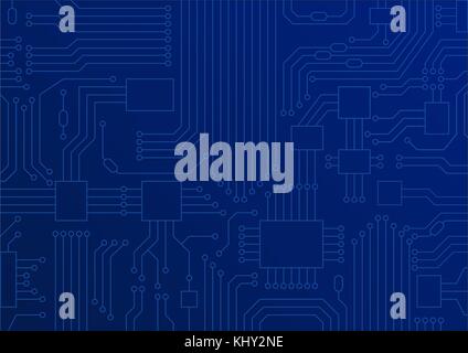 Dark blue vector illustration of circuit board / CPU close up as concept for digital transformation. Stock Vector