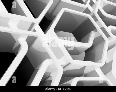 Abstract shiny honeycomb structures background, 3d render illustration Stock Photo