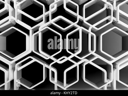 Abstract white honeycomb ornamental background, 3d illustration Stock Photo