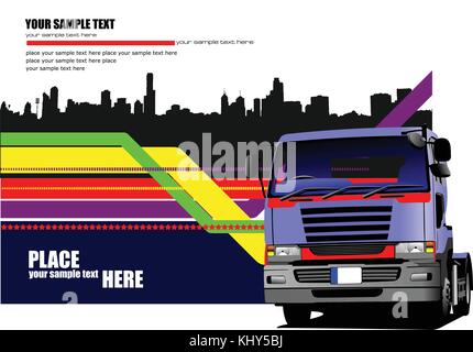Abstract hi-tech background with bluer truck  image. Vector illustration Stock Vector