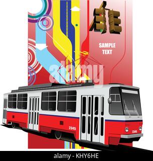 City transport. Tram. Colored Vector illustration for designers Stock Vector