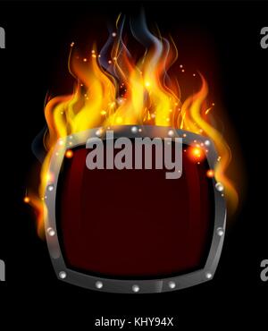 Shield on Fire Stock Vector