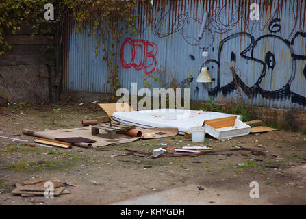 Outdoor camp of a homeless, Cologne, Germany Stock Photo