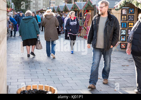 Salisbury, UK. 23rd Nov, 2017. Salisbury Christmas markets opens to a a slow start. Credit Paul Chambers Credit: © Paul Chambers/Alamy Stock Photo/Alamy Live News Stock Photo