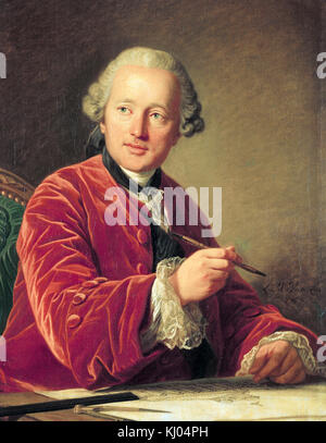 Louis Michel Van Loo  - Portrait of Germain Soufflot architect (1713 - 1780) Stock Photo