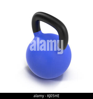 Blue kettlebell isolated on white 3D Illustration Stock Photo