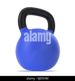 Blue kettlebell isolated on white 3D Illustration Stock Photo