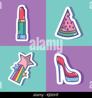 set fashion patches trendy design Stock Vector