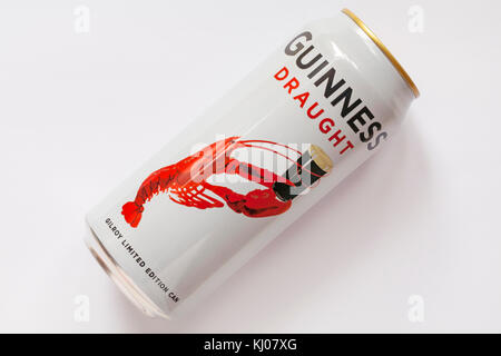 Guinness Draught - Limited Edition Guinness cans featuring John Gilroy's iconic Lobster artwork - single can isolated on white background based on ads Stock Photo