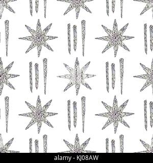 Hand drawn crystals pattern. Abstract stylized stars seamless background. Vector colorful texture for wallpaper, wrapping paper, textile design, surfa Stock Vector