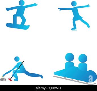 Set of winter sport symbols Stock Vector