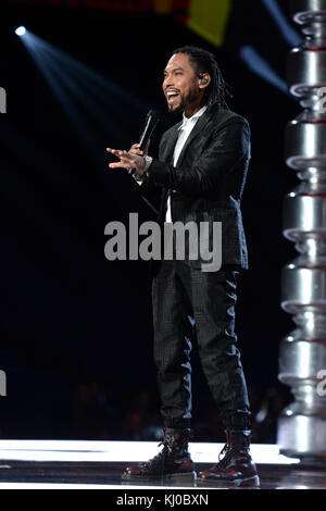 Miguel performs during the Victoria's Secret Fashion Show at the Mercedes-Benz Arena in Shanghai, China Stock Photo