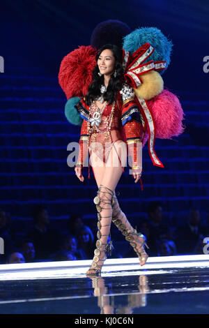 Liu Wen on the catwalk for the Victoria's Secret Fashion Show at the