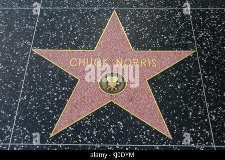 HOLLYWOOD, CA - DECEMBER 06: Chuck Norris star on the Hollywood Walk of Fame in Hollywood, California on Dec. 6, 2016. Stock Photo