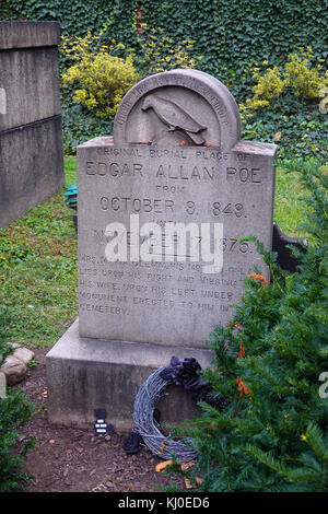 USA Maryland MD Baltimore The grave of poet author Edgar Allan Poe Stock Photo