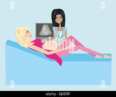 Pregnant woman with doctor Stock Vector