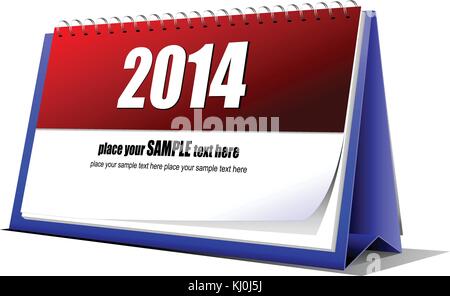 Vector illustration of desk calendar. 2014 year Stock Vector