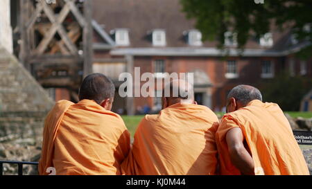 Buddhist Monks at the Tower of London Stock Photo