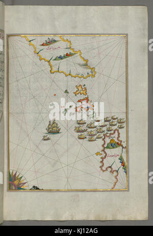 Piri Reis - Map of the Area Between the Islands of Ikaria and Samos - Walters W65882B - Full Page Stock Photo