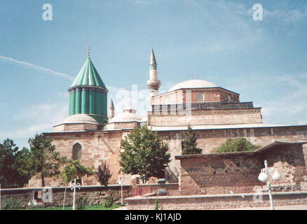 Konya Mevlana Müzesi (Museum) in Turkey is a significant cultural and historical site. It is dedicated to the life and teachings of Mevlana Jalaluddin Rumi, a famed poet and philosopher, and serves as a center of Islamic mysticism. Stock Photo