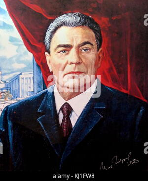 Leonid Ilyich Brezhnev (1906 – 1982). Brezhnev was the General Secretary of the Central Committee of the Communist Party of the Soviet Union (CPSU), presiding over the country from 1964 until his death in 1982. Stock Photo
