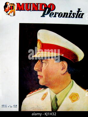 Juan Domingo Peron (1895 – 1974) Argentine general and politician. After serving in several government positions, including Minister of Labour and Vice President, he was elected President of Argentina, serving from June 1946 to September 1955, when he was overthrown in a coup d'état, and then from October 1973 until his death in July 1974. Photograph shows Peron in uniform in 1954 Stock Photo