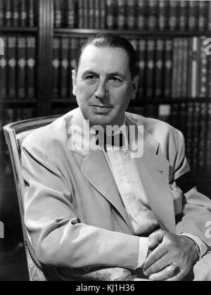 Juan Domingo Peron (1895 – 1974) Argentine general and politician wearing black armband to commemorate his wife Evita's death 1952. Peron, after serving in several government positions, including Minister of Labour and Vice President, was elected President of Argentina, serving from June 1946 to September 1955, when he was overthrown in a coup d'état, and then from October 1973 until his death in July 1974. Photograph shows Peron in uniform in 1954 Stock Photo