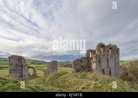 Clun Castle in autumn light, Hopton Castle, Shropshire, England, UK Stock Photo