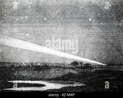 Engraving depicting the Great Comet of 1843. Dated 19th Century Stock Photo