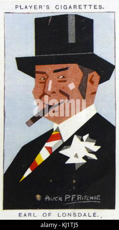 Player's cigarette card depicting Hugh Cecil Lowther, 5th Earl of Lonsdale (1857–13 April 1944), English nobleman and sportsman. Dated 20th Century Stock Photo