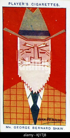 Player's cigarette card depicting George Bernard Shaw (1856-1950), known at his insistence simply as Bernard Shaw, was an Anglo-Irish playwright, critic and polemicist. Dated 20th Century Stock Photo