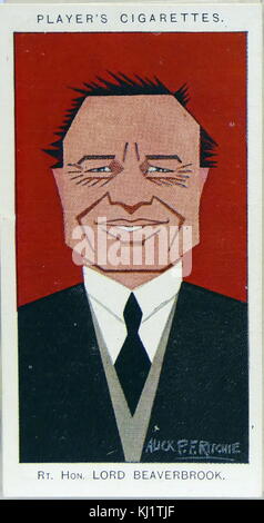 Player's cigarette card depicting Max Aitken, 1st Baron Beaverbrook  (1879-1964) a Canadian business tycoon, politician, newspaper proprietor  and writer who was an influential figure in British society of the first  half of