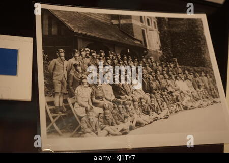 Photograph of school boys and teachers wearing gas masks during the Second World War in England. Dated 20th Century Stock Photo